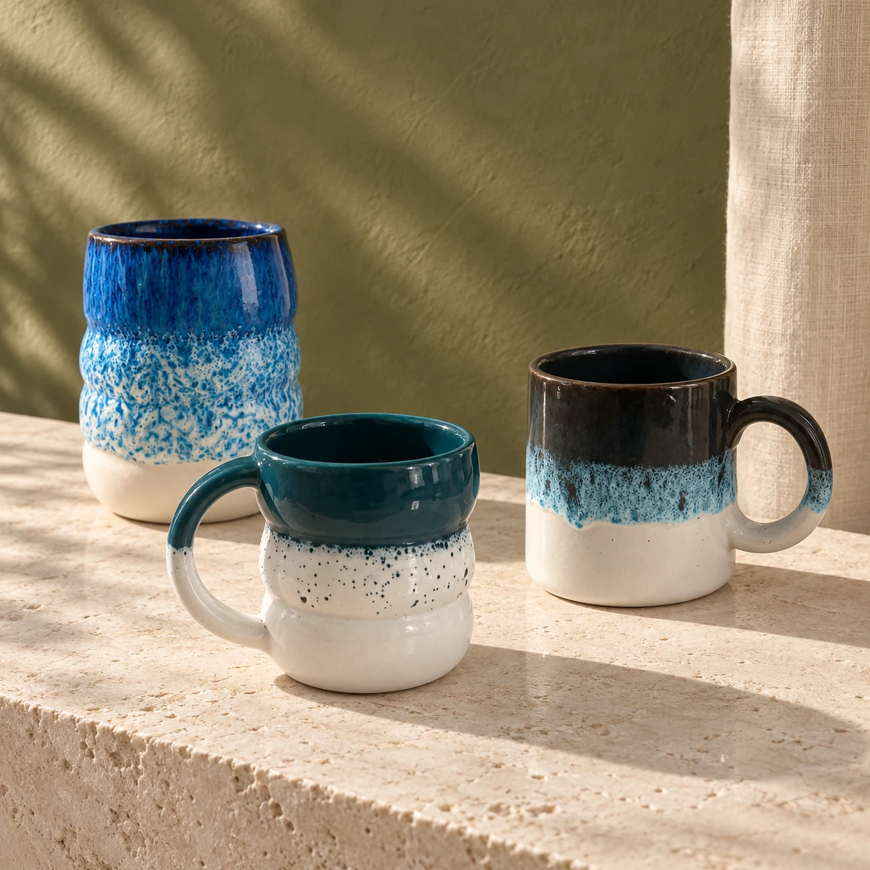 A selection of Geora pottery mugs